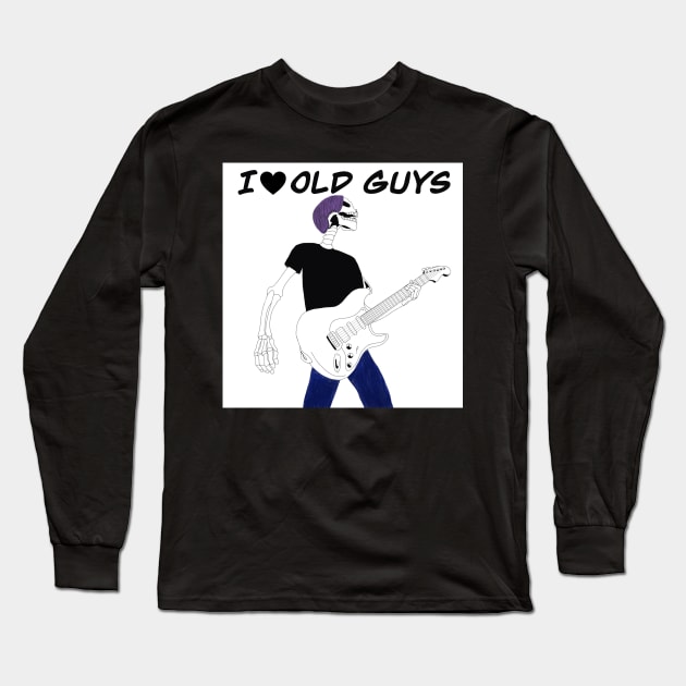 I 🖤 Old Guys Long Sleeve T-Shirt by Hannah Carter Art